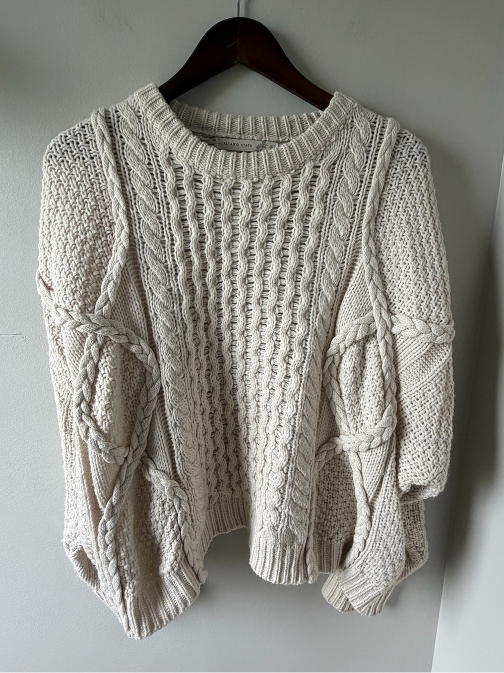 Altar'd State Cable Knit Chunky Sweater | Cream | XL - Picture 2 of 6